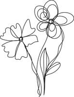 Elegant Floral Line Art Design featuring intricate details and delicate blossoms in various colors suitable for various applications vector