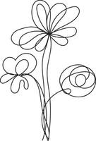 Floral Line Art Design featuring intricate details and delicate blossoms in a variety of colors perfect for various design projects vector