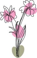 Elegant Floral Line Art Design featuring intricate details and various colorful elements in a classic style vector