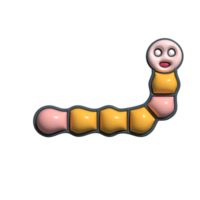 3D Worm Smiling Earth Crawler, Animated Nature Insect, and Friendly Underground Creature png