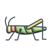 Cute 3D Grasshopper Icon Cartoon Insect, Smiling Jumper, and Playful Meadow Bug png