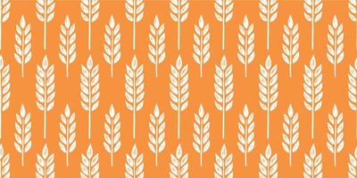 A pattern of wheat on an orange background vector