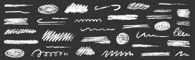 A collection of different hand drawn strokes on a blackboard vector