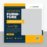 Modern furniture store flyer template with qr code vector