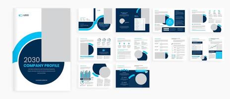 blue abstract company profile template vector
