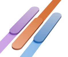 Colorful abstract bars with textured ribbons, creating a sleek and stylish look. 3D png