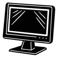 Black and white illustration of a computer monitor suitable for digital design and technology concepts vector