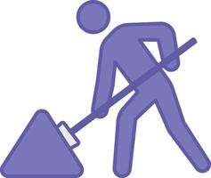 Colored Work In Progress Icon. Illustration. Man With Shovel Digging The Ground. Worker Diligently Performing His Tasks. Work and Office Concept vector