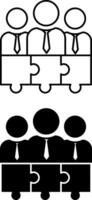 Teamwork Icons. Black And White Illustration. Group Of Office Workers Doing One Task. Concept Work And Business vector