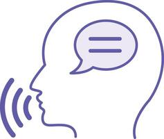 Colored Speak Icon. Illustration. Man Expressing Thoughts Verbally. Learning a Foreign Language vector