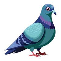A cartoon pigeon with blue feathers and a red beak vector