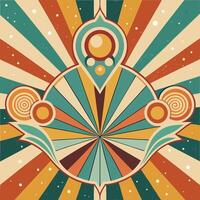 Retro psychedelic poster with a sunburst background vector