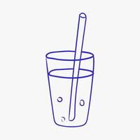 Classic glass filled with refreshing beverage and straw showcases simplicity of drinkware design vector