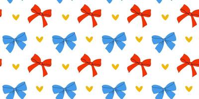 A Colorful Bow Pattern featuring Hearts adorning a White Background for a festive touch vector