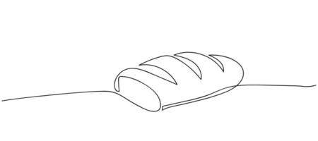Bread in the form of a baguette. Long sandwich bread. World Bread Day. One line drawing for different uses. vector