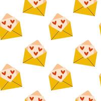 A charming and appealing pattern featuring cute love letters adorned with delightful hearts vector