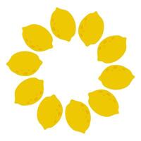 Yellow lemons arranged in a circular pattern create a vibrant and fresh decorative display on a white background vector