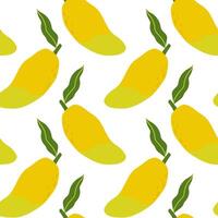 Colorful mango pattern with green leaves on a white background created for vibrant summer decor and design inspirations vector