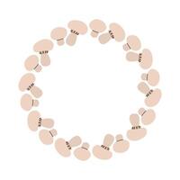 Round frame of champignons. Mushroom circle decoration made of light-colored fungi arranged in a circular pattern for artistic display vector