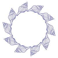 Shells arranged in a circular pattern on a plain background creating a decorative design vector