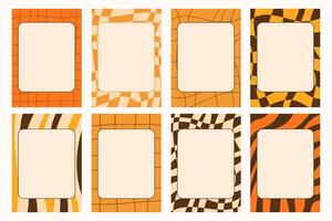 Set of groovy note frames in African colors with bold checkered and striped patterns. Retro-inspired design with vibrant tones, dynamic shapes, and a rhythmic, ethnic visual feel. vector