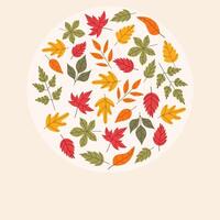 Square autumn poster featuring a circular arrangement of colorful fall leaves on a neutral background, creating a warm seasonal design ideal for Thanksgiving decor and seasonal promotions. vector