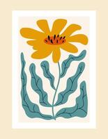 Vibrant floral artwork in the spirit of Matisse, with colorful shapes and botanical forms. A bold and abstract composition perfect for modern interiors and artistic prints. vector
