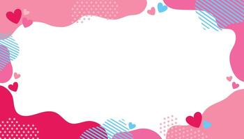 Abstract poster featuring an organic shape frame decorated with hearts. Minimal and modern design with soft curves, playful composition, and romantic artistic vibe. vector