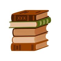 Collection of books on a white background. Stack of books flat illustration. Pile of books in cartoon style on white backdrop. Design element for web, apps etc vector
