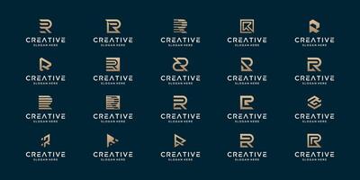 Mega logo collection, Abstract design concept for branding with golden gradient vector