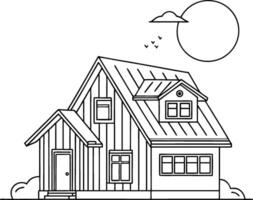 House with a large window on the front in black vector