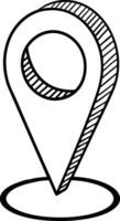 Map pin with a dotted line around in black vector