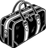 A black suitcase with a white stripe on it vector