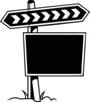 A black sign board with an arrow pointer vector