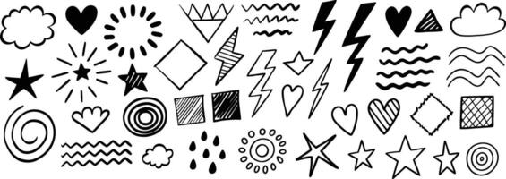 A collection of various shapes and symbols in black and white vector
