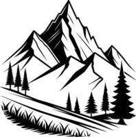 Mountain range with a tree in the foreground vector