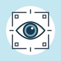 Captured gaze within targeting reticle flat design Illustration vector