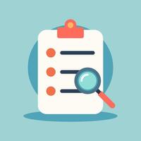 Magnifying glass over task list flat design illustration vector