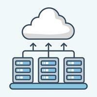 Cloud computing connects data servers flat design illustration vector