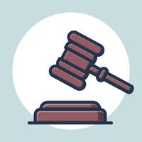 Auctions gavel poised above the block flat design Illustration vector