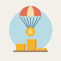 Secure landing of a valuable coin flat design illustration vector