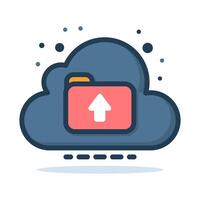 Cloud with folder uploads content flat design Illustration vector
