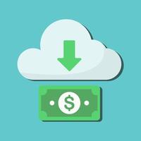 Cloud money rains down on finances flat design illustration vector