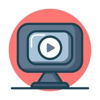 Multimedia monitor displaying a vibrant design flat design Illustration vector