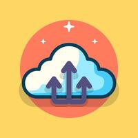 Cloud computing growth icon with arrows flat design Illustration vector