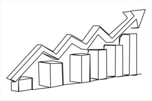Continuous business growth single line drawing of graph. One line art of arrow up illustration of increasing vector