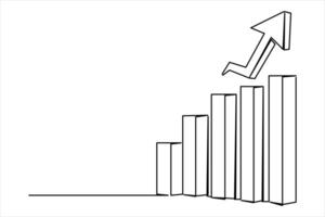 Continuous business growth icon single line drawing of graph. One line art of arrow up illustration vector