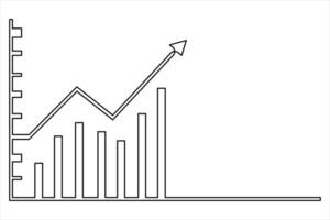 Continuous business growth icon single line drawing of graph vector