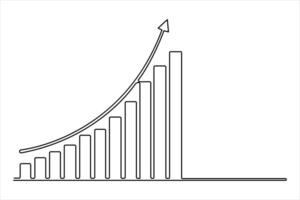 Continuous business growth single line drawing of graph. One line art of arrow up vector