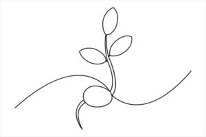 Growth plant in continuous single Line drawing vector